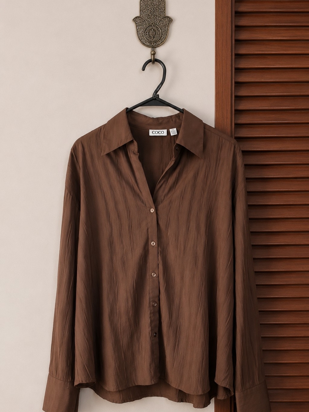 Cato Brown Button-Front Blouse